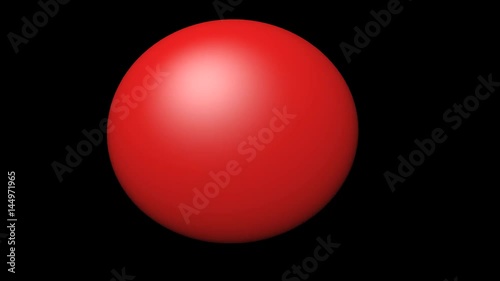 Animation of a red Ball in motion. Abstract round rubber piece on a black background.