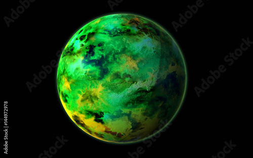 Fototapeta Naklejka Na Ścianę i Meble -  Green planet 3d illustration, watercolor texture