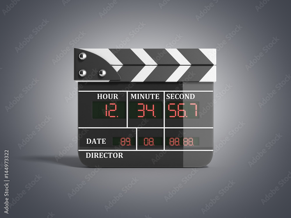 movie clapper board high quality 3d render isolated on grey
