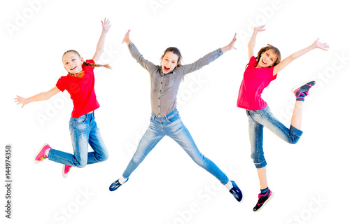 Happy kids jumping