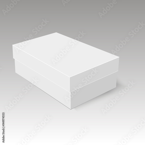 Blank paper or cardboard shoe box template. Vector illustration. 