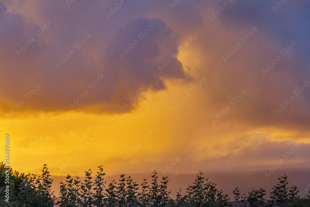 Fototapeta premium Stormy clouds at sunset