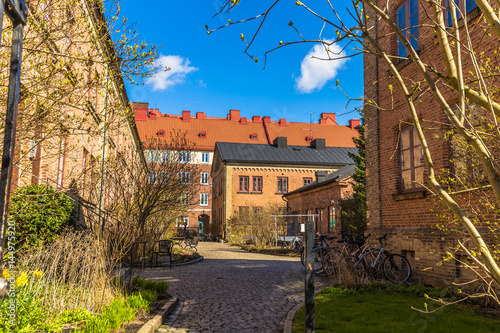 Gothenburg, Sweden - April 14, 2017: Haga District in old town of Gothenburg, Sweden