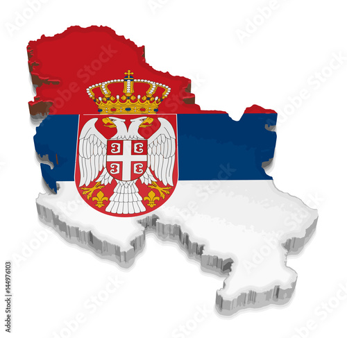 Map of Serbia. 3d render Image. Image with clipping path photo