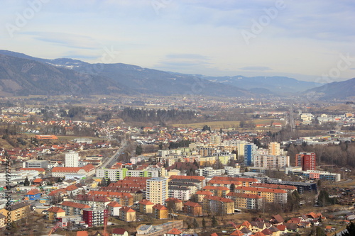 Skyline  Blick   ber die Stadt Kapfenberg in der Steiermark