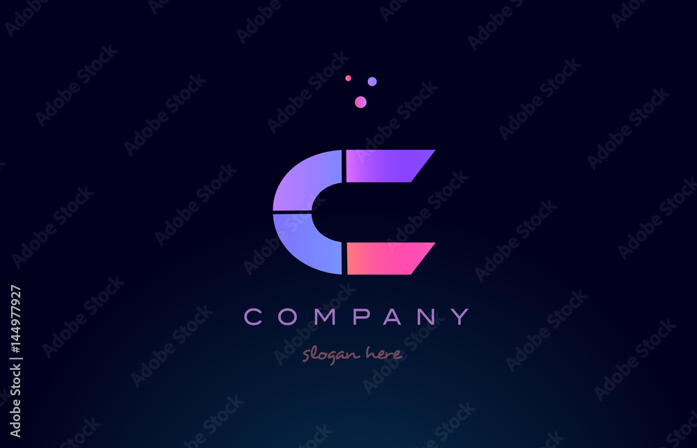 c creative blue pink purple alphabet letter logo icon design