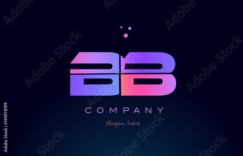 bb b b  creative blue pink purple alphabet letter logo icon design
