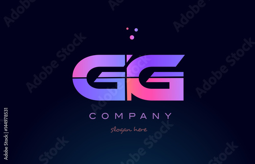 gg g g creative blue pink purple alphabet letter logo icon design photo