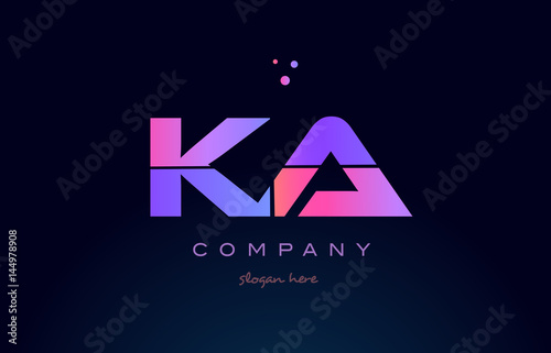 ka k a creative blue pink purple alphabet letter logo icon design photo