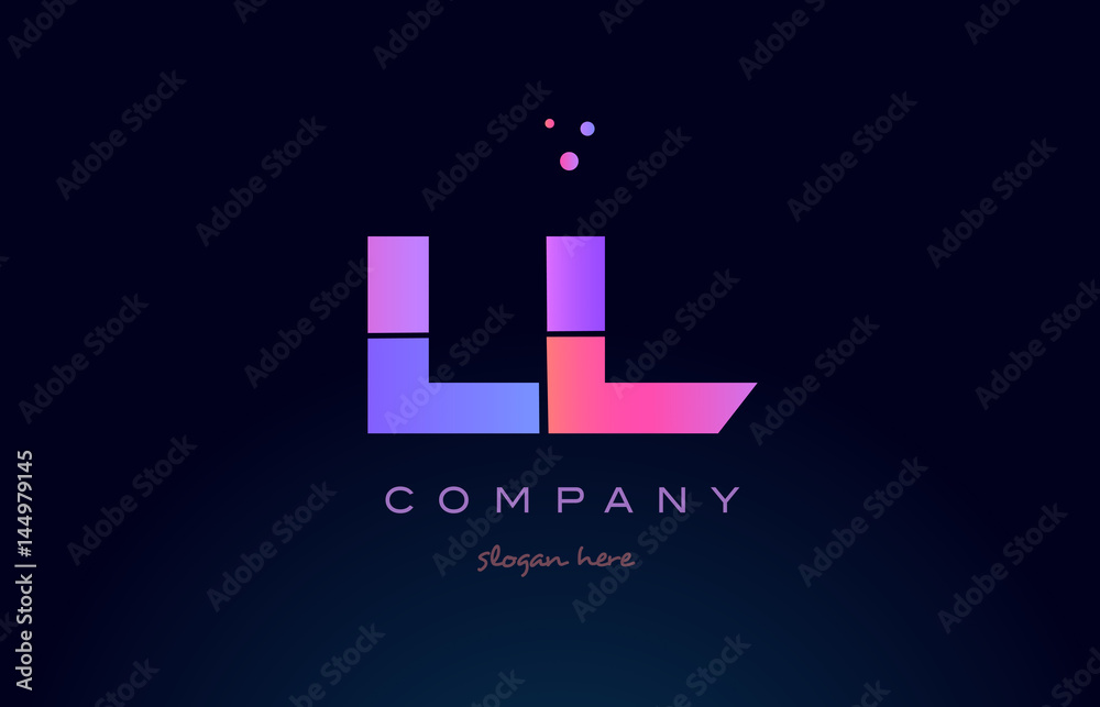 ll l  creative blue pink purple alphabet letter logo icon design