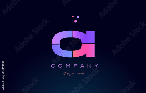 oi o i creative blue pink purple alphabet letter logo icon design