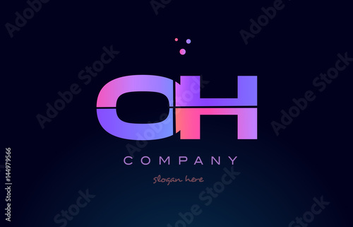oh o h creative blue pink purple alphabet letter logo icon design
