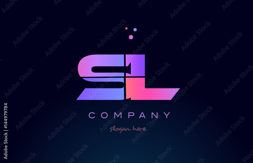 sl s l creative blue pink purple alphabet letter logo icon design