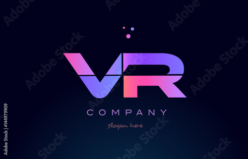 vr v r creative blue pink purple alphabet letter logo icon design