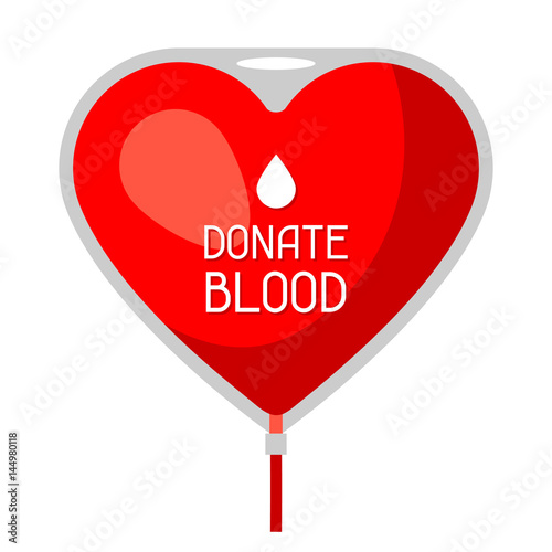 Donate blood. Medical and healthcare concept bag in shape of heart
