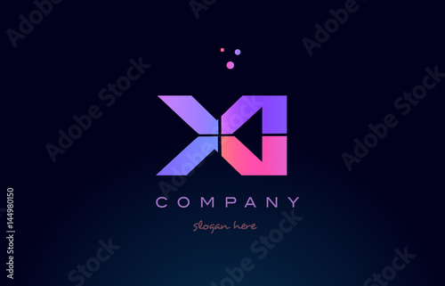 xi x i creative blue pink purple alphabet letter logo icon design