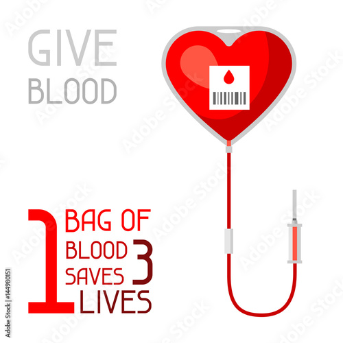 1 bag of blood saves 3 lives. Medical and healthcare concept