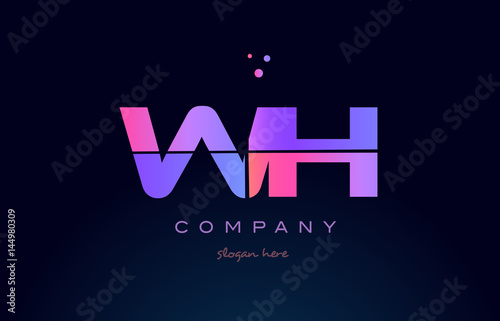 wh w h creative blue pink purple alphabet letter logo icon design