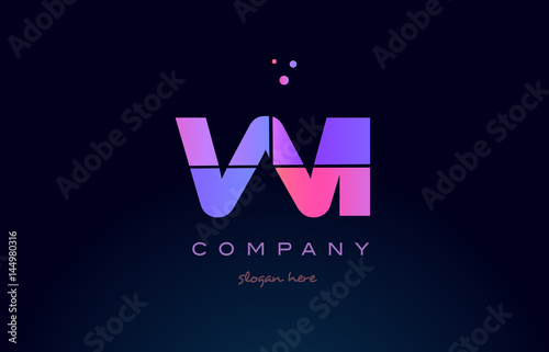 wi w i creative blue pink purple alphabet letter logo icon design