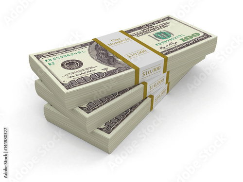 Pile of Dollars. Image with clipping path