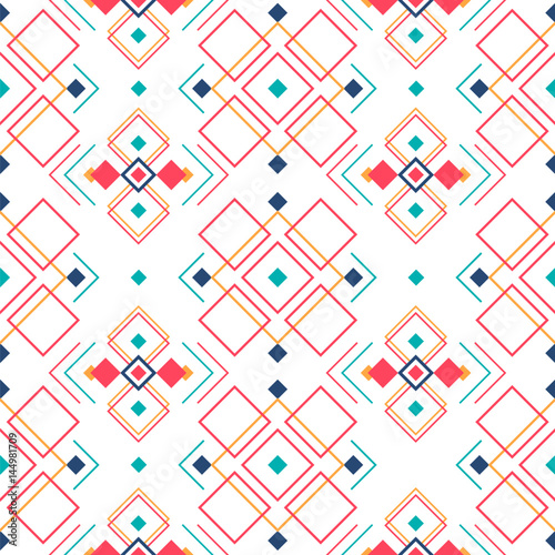 Geometric seamless pattern with ethnic ornament