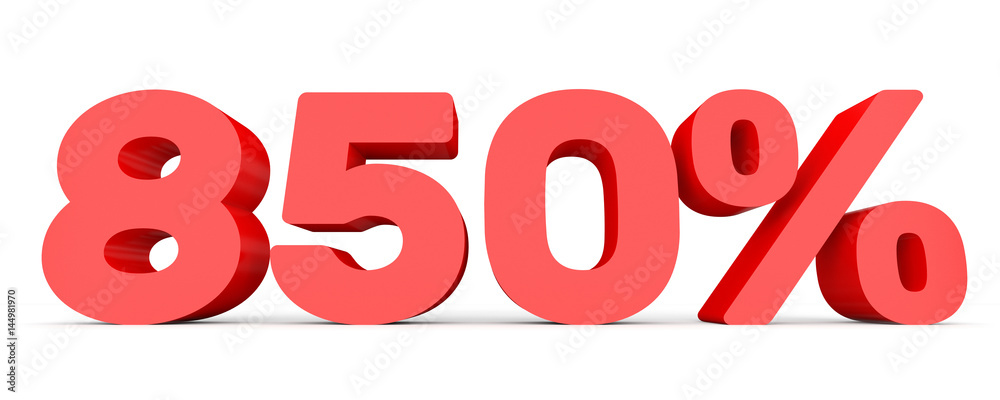 Eight hundred and fifty percent. 850 %. 3d illustration. Eight hundred and fifty percent. 850 %. 3d illustration.