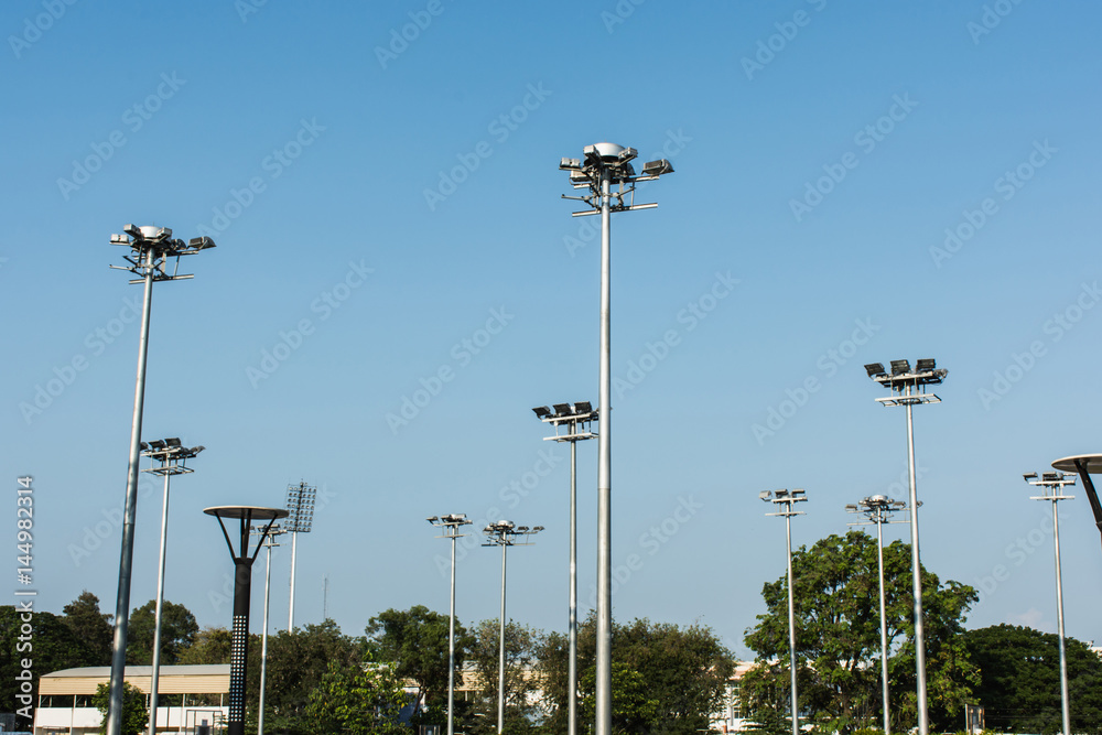 Sport light in sport stadium,selective focus.