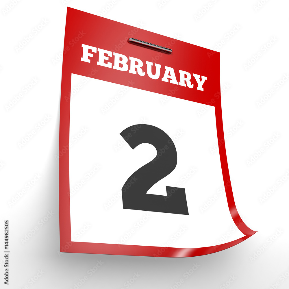 February 2. Calendar on white background. February 2. Calendar on white background.