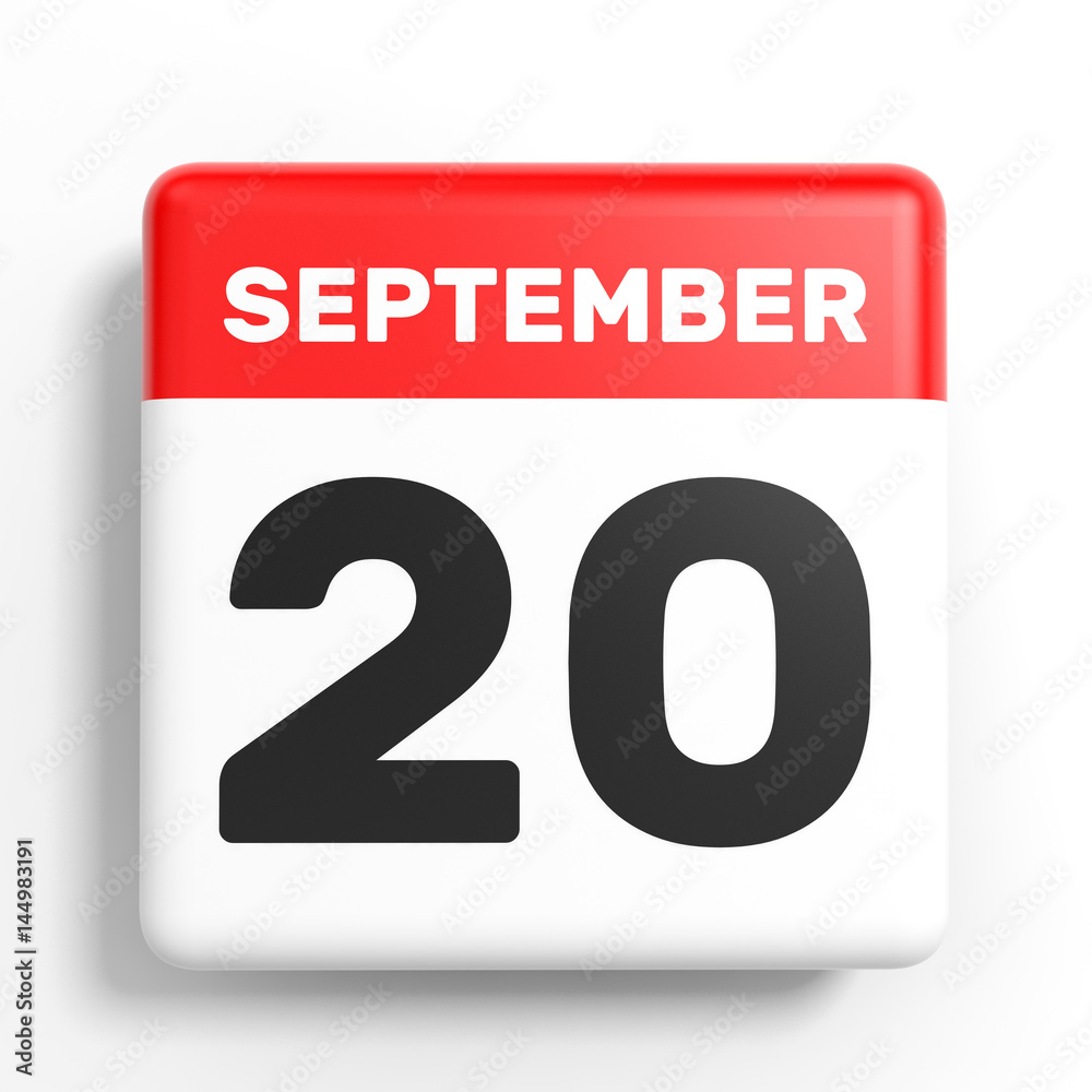 September 20. Calendar on white background. September 20. Calendar on white background.