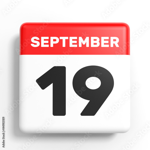 September 19. Calendar on white background.