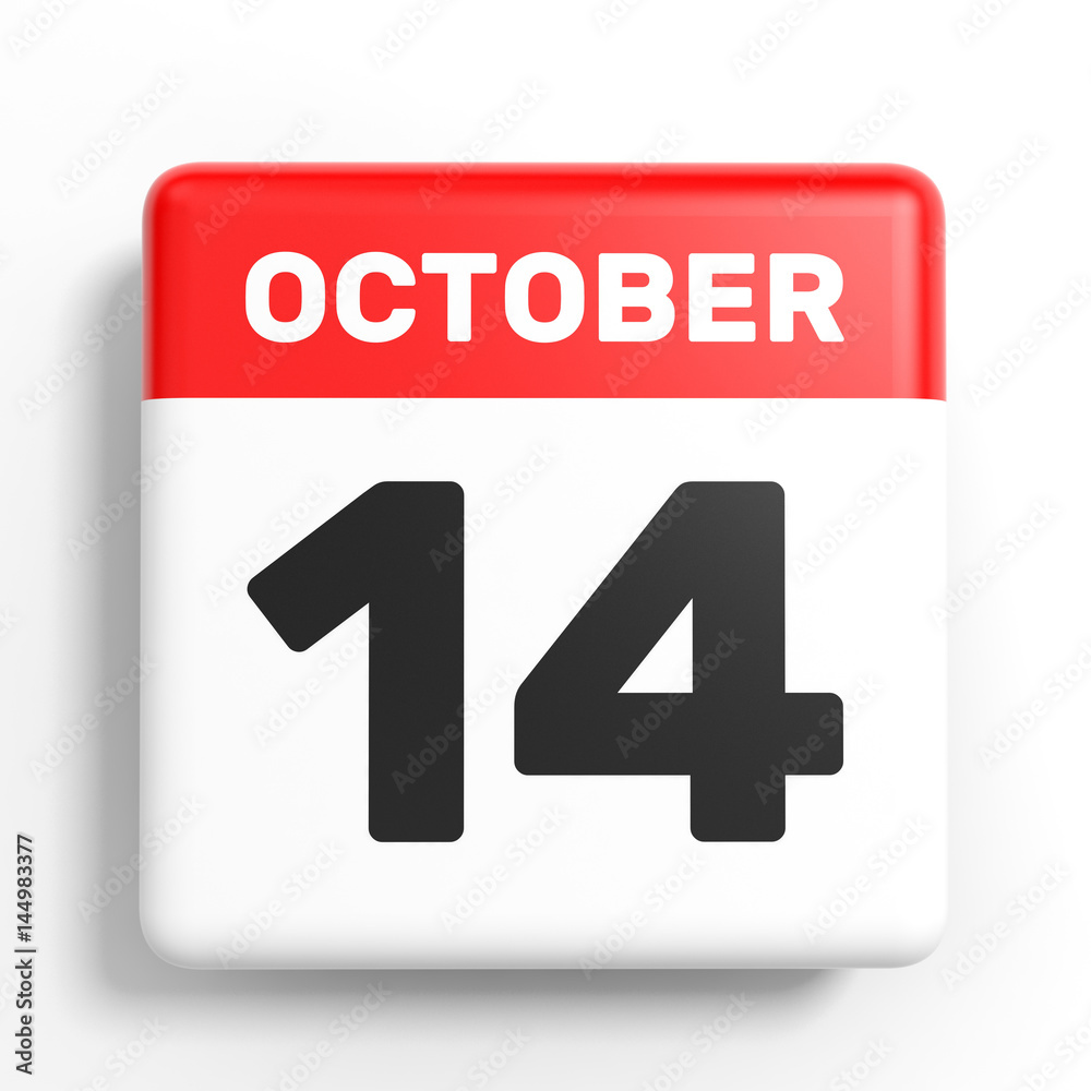 October 14. Calendar on white background. October 14. Calendar on white background.