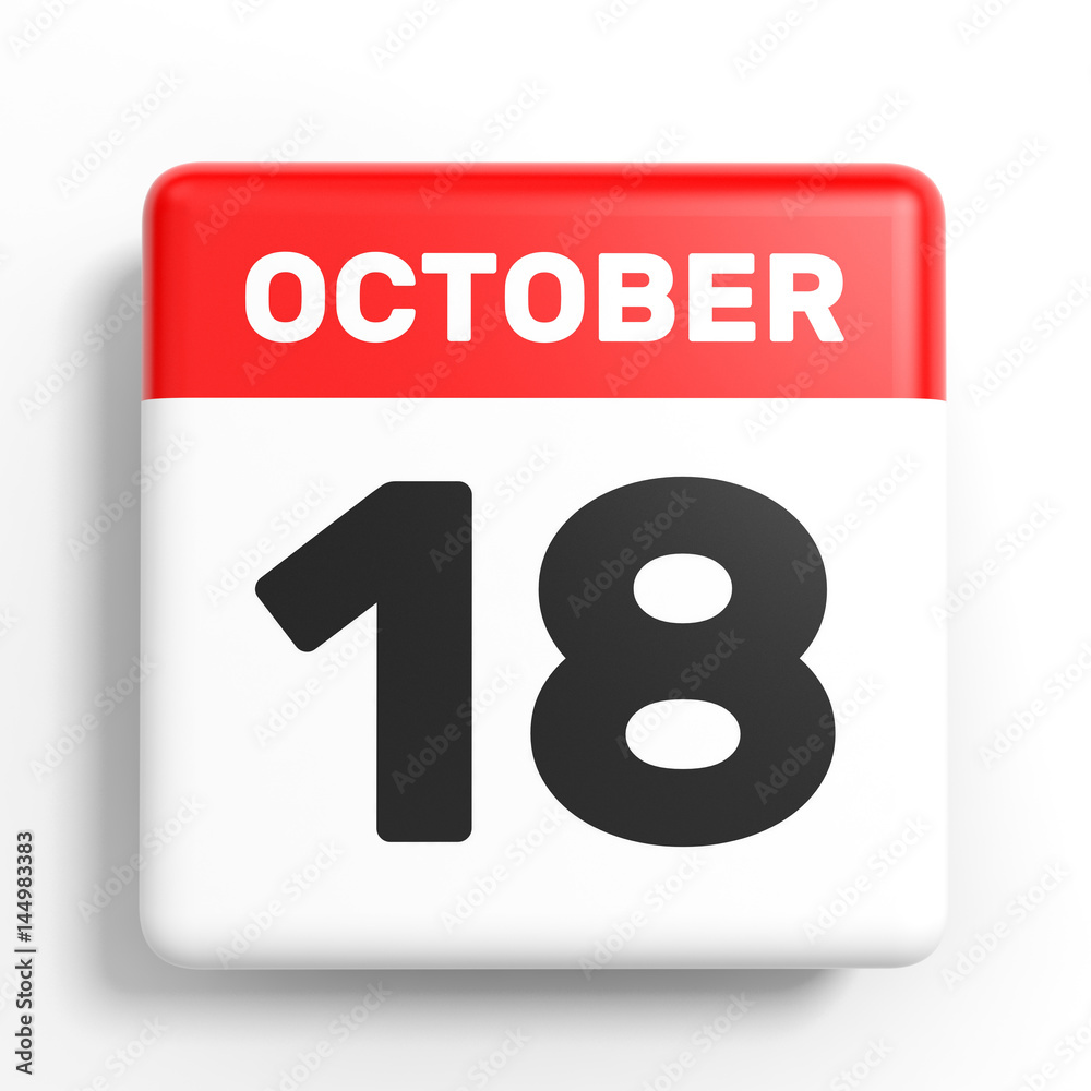 October 18. Calendar on white background. October 18. Calendar on white background.