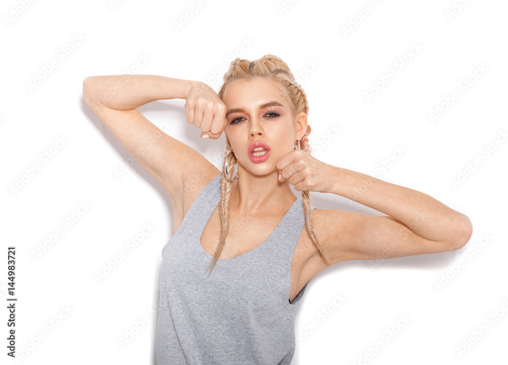 Beautiful woman with stylish hairstyle Beautiful woman with stylish hairstyle