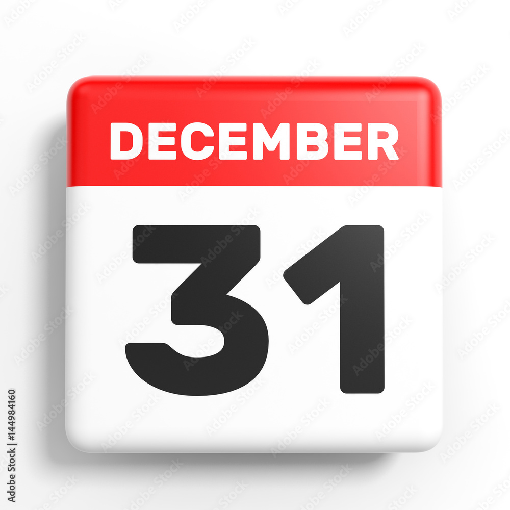 December 31. Calendar on white background. Stock Illustration Adobe Stock