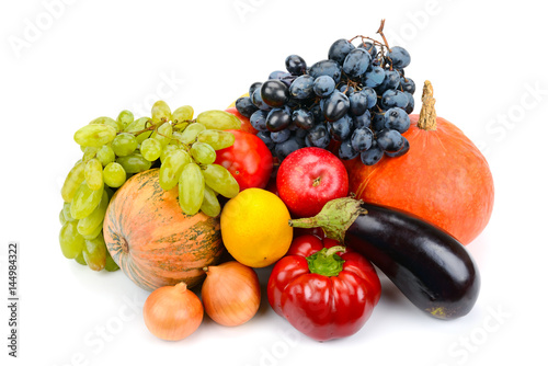 fruits and vegetables isolated on white background photo