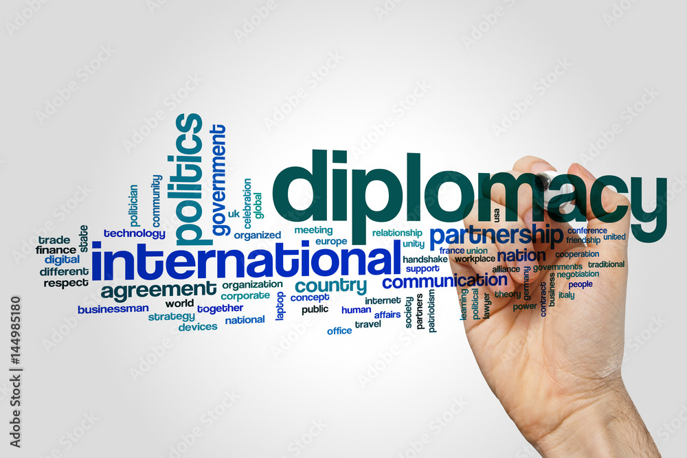 Diplomacy word cloud concept on grey background Diplomacy word cloud concept on grey background