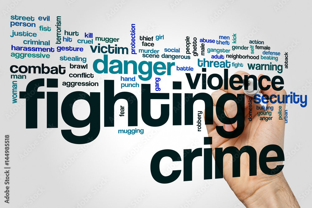 Fighting crime word cloud concept on grey background Fighting crime word cloud concept on grey background