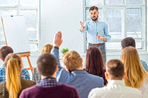 Speaker at Business Meeting in the conference hall. © master1305