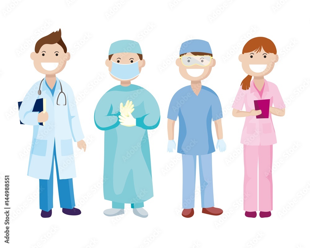 Healthcare professionals. Colored characters Healthcare professionals. Colored characters