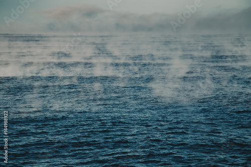 Obraz na plátne Evaporation of Barents Sea, Arctic Ocean.