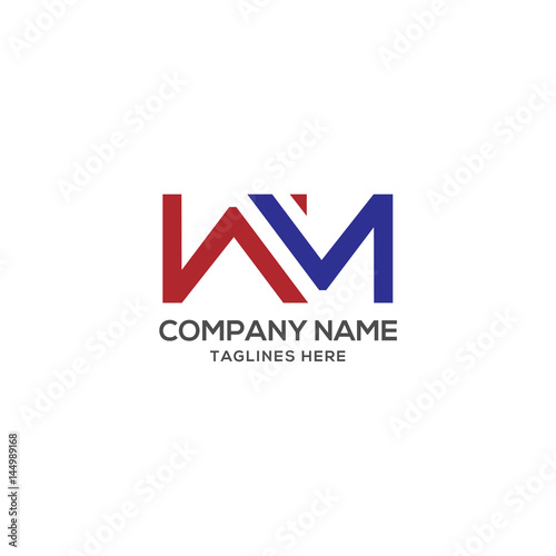 WM letter logo design vector illustration template, W letter logo vector, letter M and w logo vector, creative Letter WM letter logo 