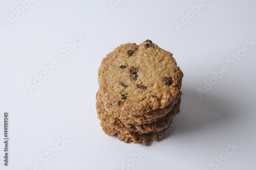 Chocolate chip cookies isolated on white.