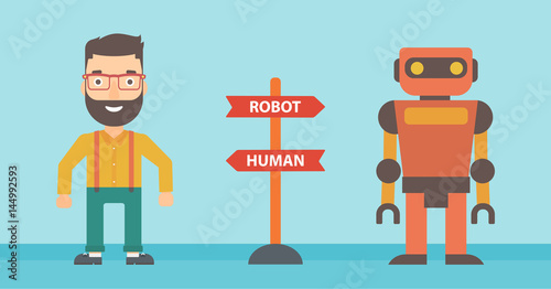 Choice between artificial intelligence and human.