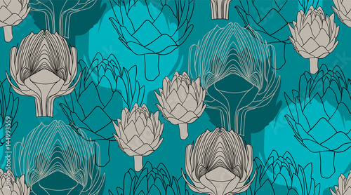 Seamless pattern with the artichoke symbol.