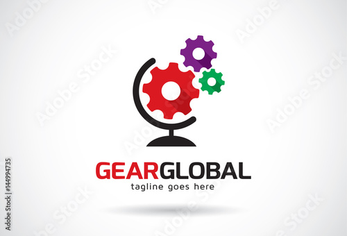 Gear Global Logo Template Design Vector, Emblem, Design Concept, Creative Symbol, Icon