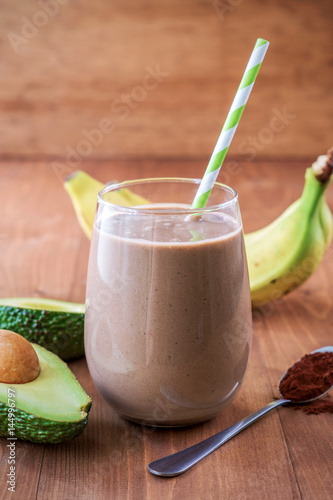Healthy chocolate avocado banana smoothie