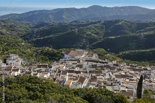 panoramic view of Frigiliana- one of the beautiful spanish pueblos blancos in Andalusia, Costa del Sol, Spain