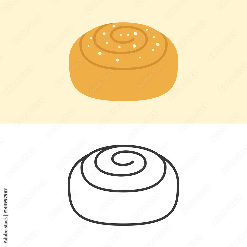 Cinnamon roll icon, flat design and outline Stock Vector | Adobe Stock
