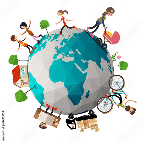 People Around Earth Vector