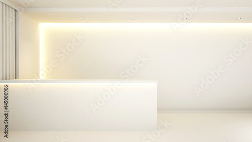 white counter reception for hotel - 3d Rendering